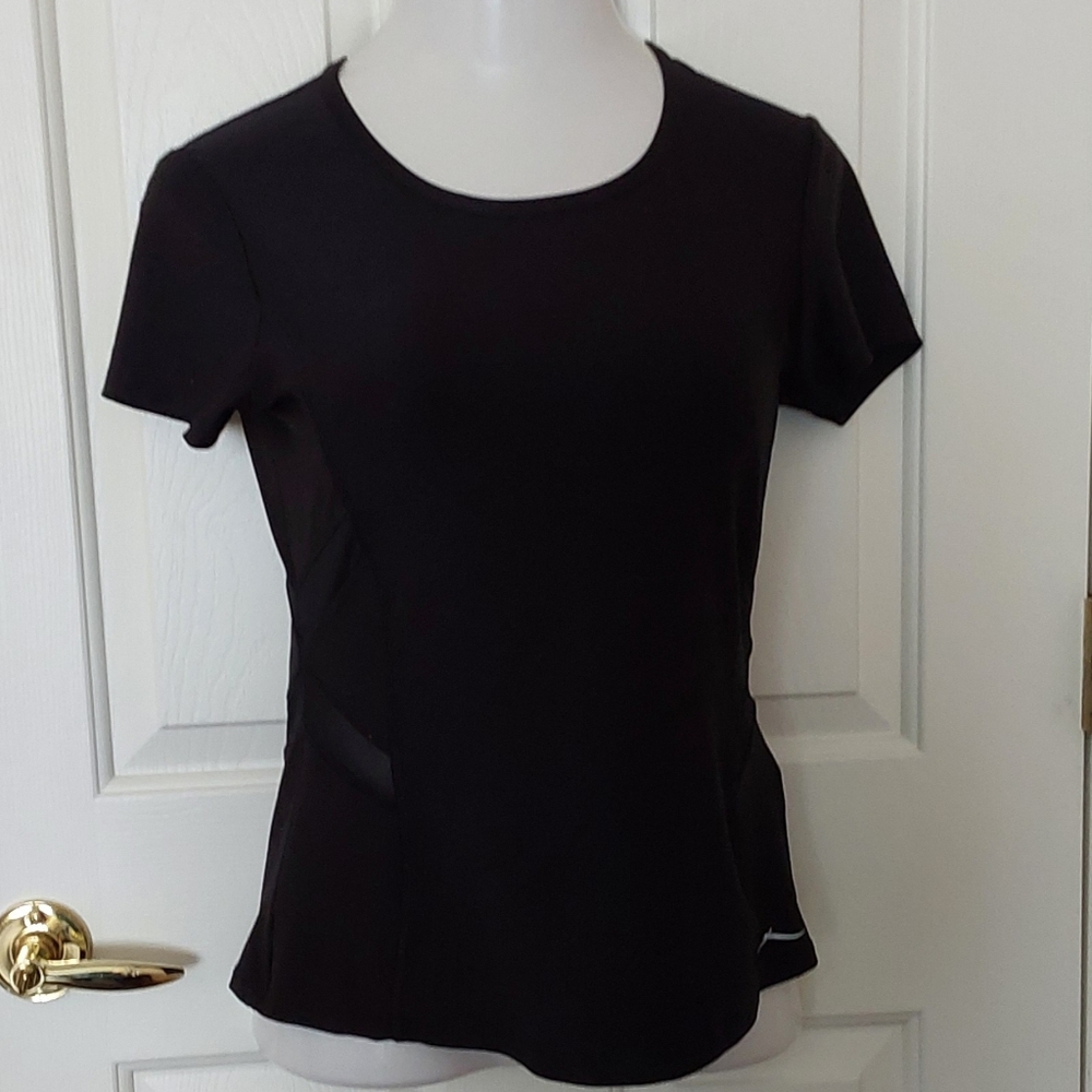 Gottex short sleeve black mesh tee top Medium - Picture 3 of 8